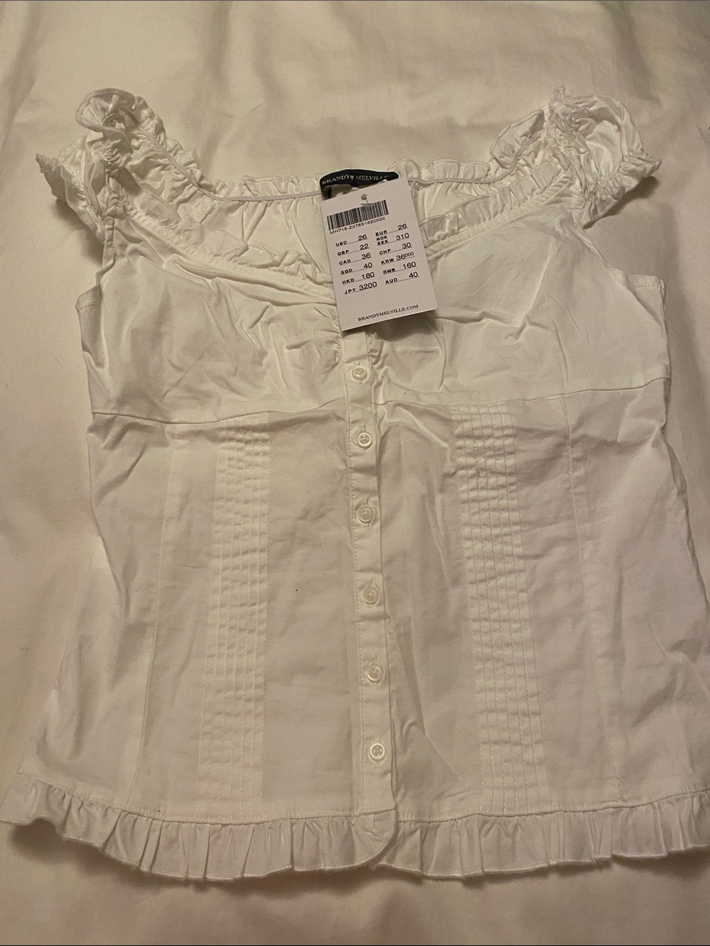 NWT Brandy Melville Ruffled Button-Front Women's Top